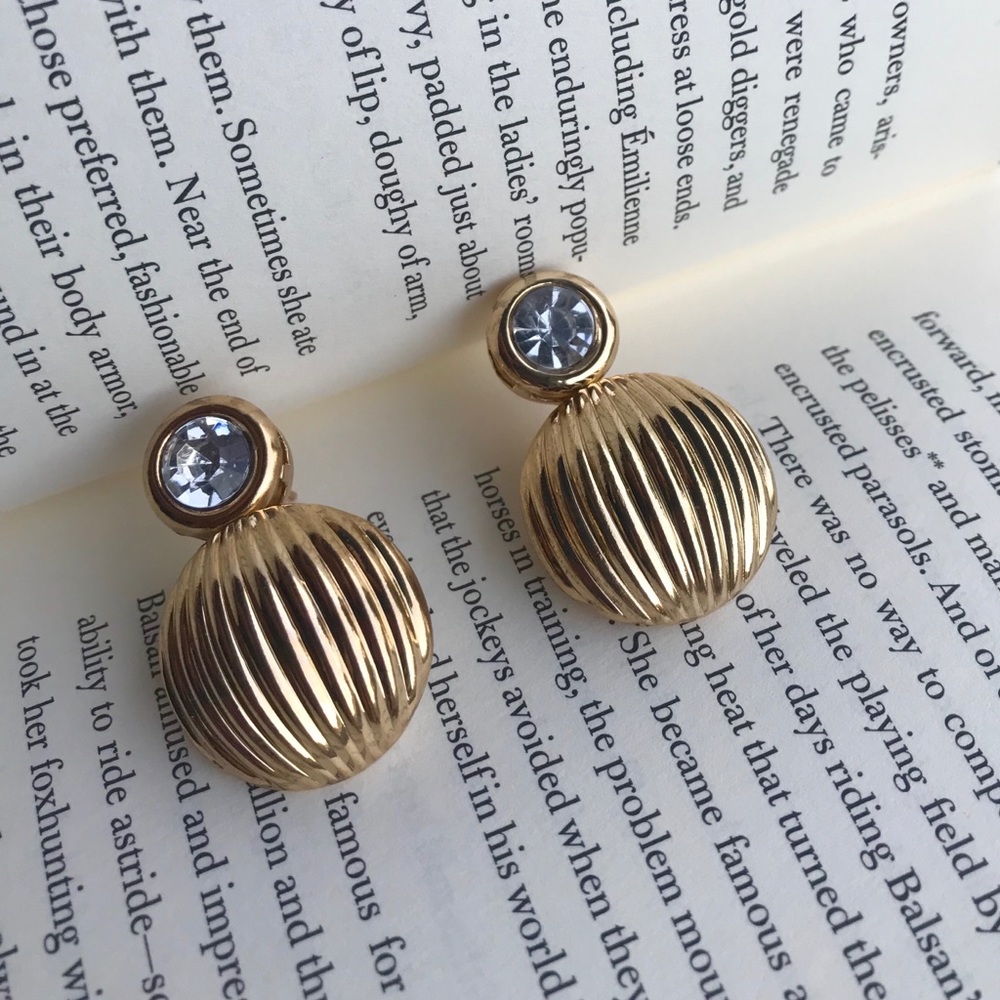 🔴 3/30$ Gold Rhinestone Crystal Stud Earrings